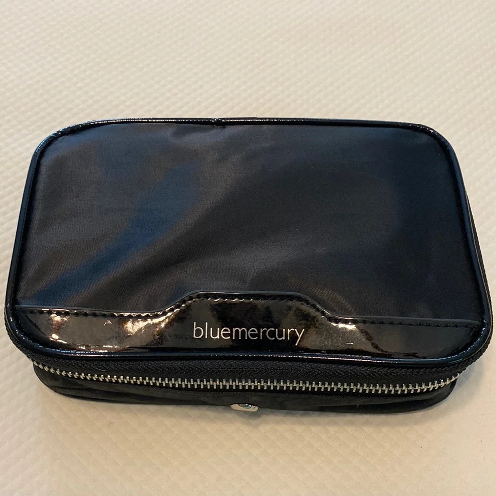 Bluemercury Black Nylon Cosmetic Makeup Jewelry Travel Zippered Pouch Bag